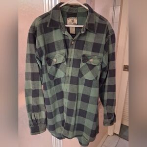 Field & Stream Green and Black Heavy Plaid Flannel Shirt Cotton Black Vintage